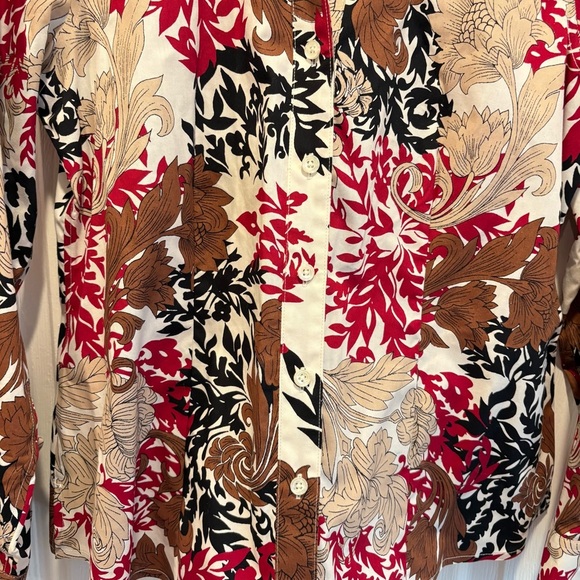 Gold Label Investments Patterned Button Up Blouse 100% Cotton - Size 14 Petite - Picture 3 of 5